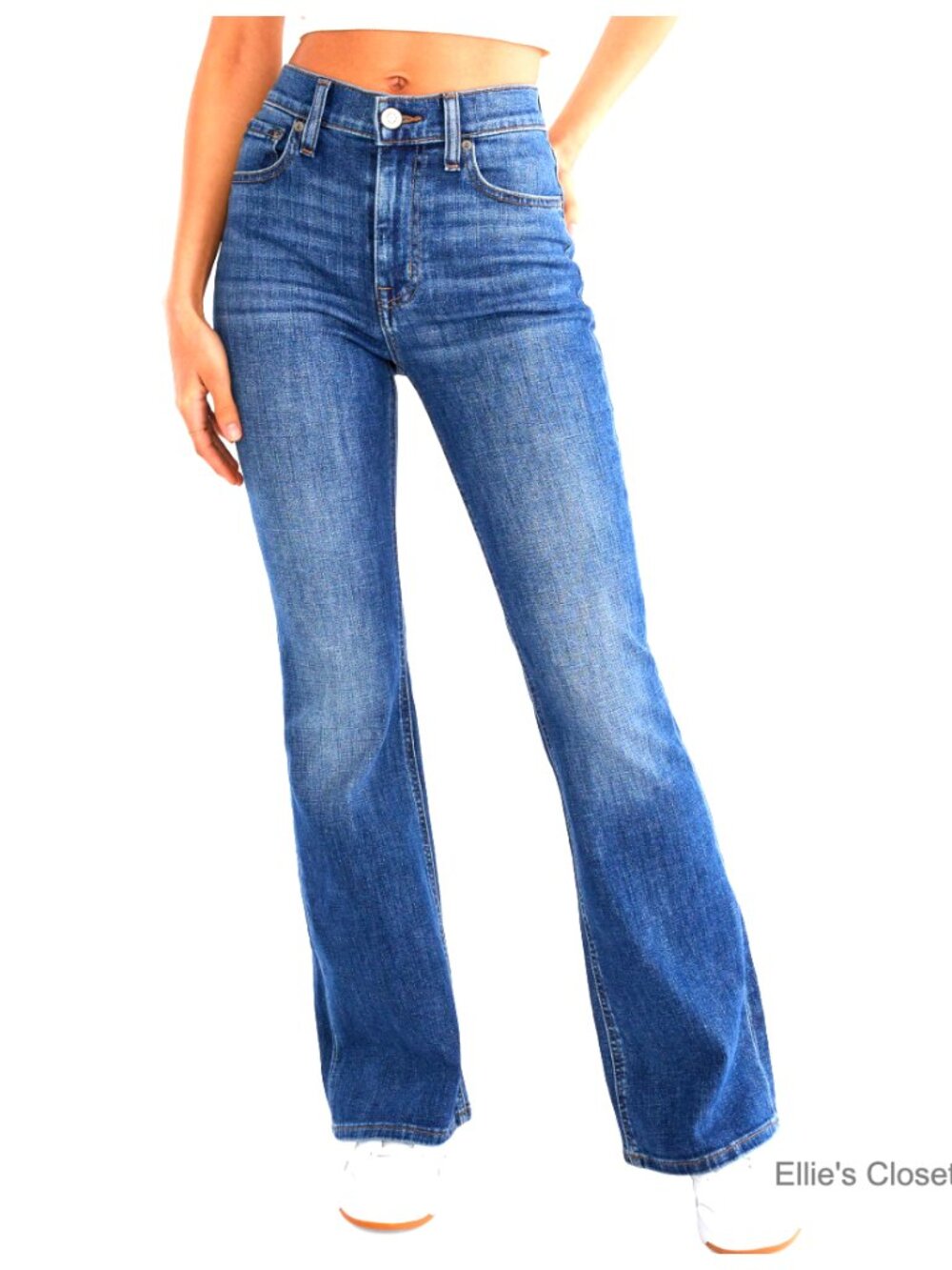 High Rise Flare Jeans, 99% Cotton 1% Elastane, Slim Fit